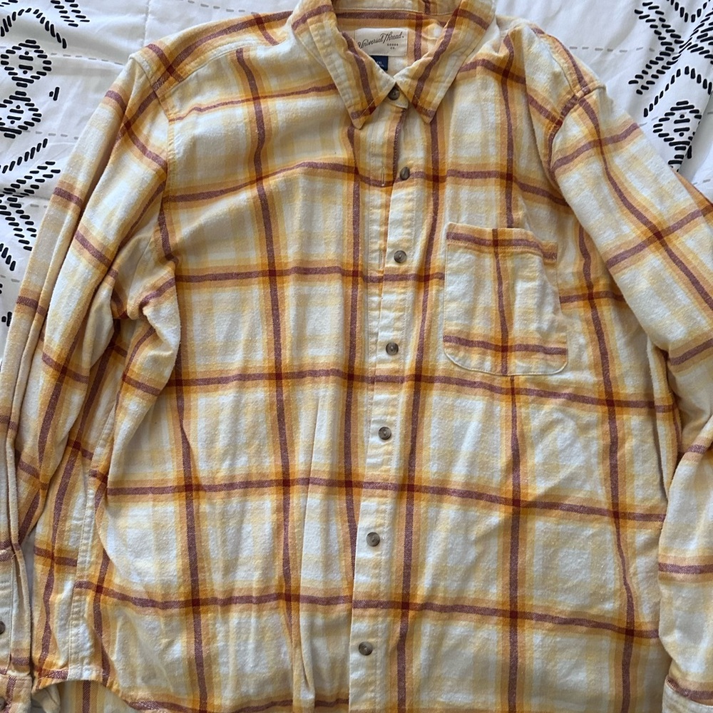 Universal Thread Yellow and Orange Plaid Shirt